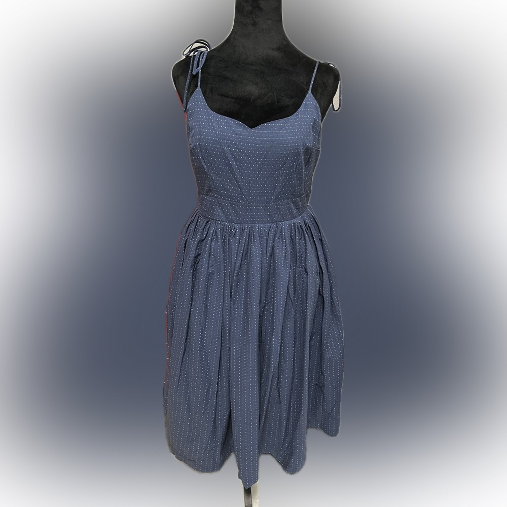 Mod-cloth*VINTAGEINSIPRED*NWT NavyWhiteRed dots!* fit & flare dress *